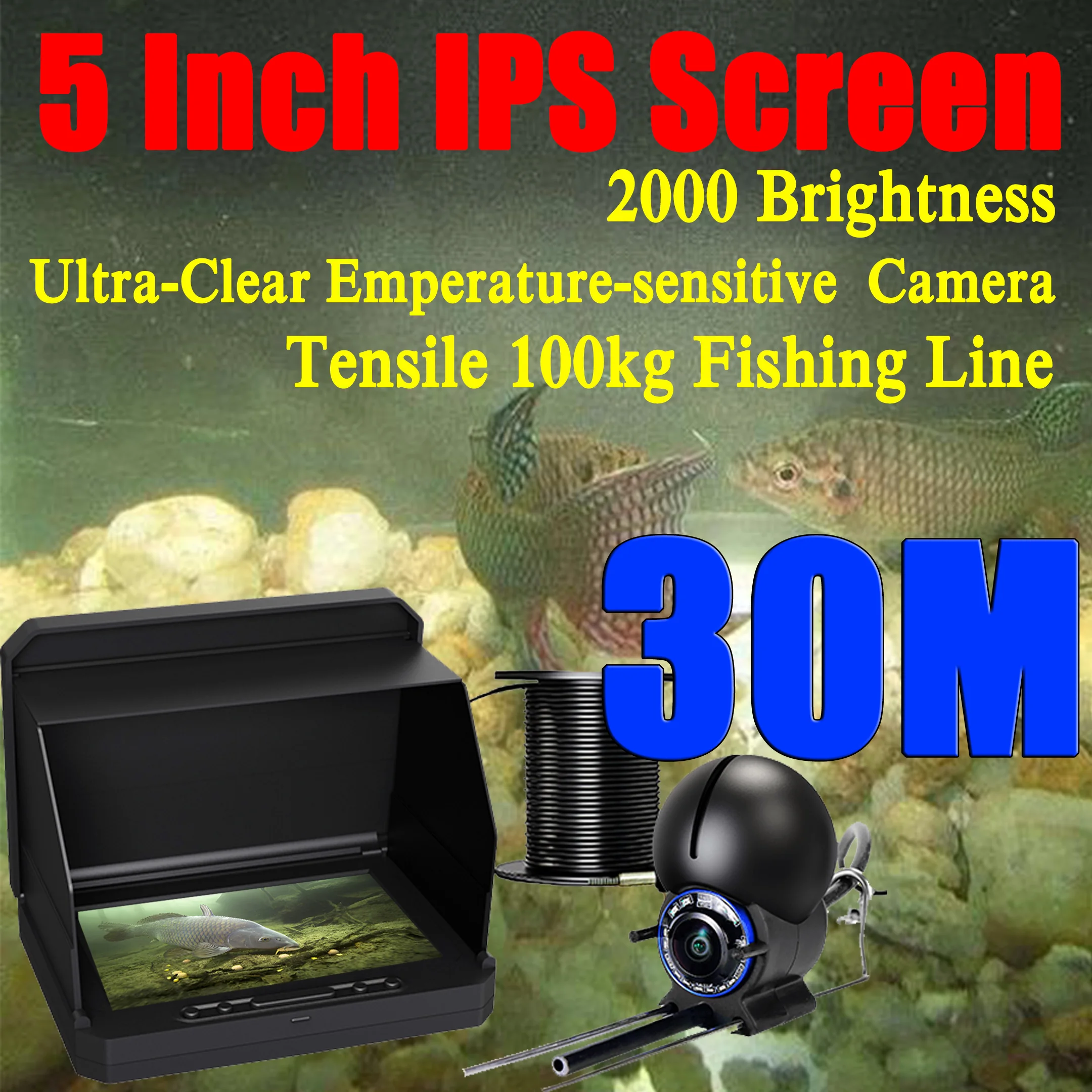 

5 inch,30m, temperature-sensitive camera,fish finder underwater,fish finder for fishing,visual fish finder ,fishing camera