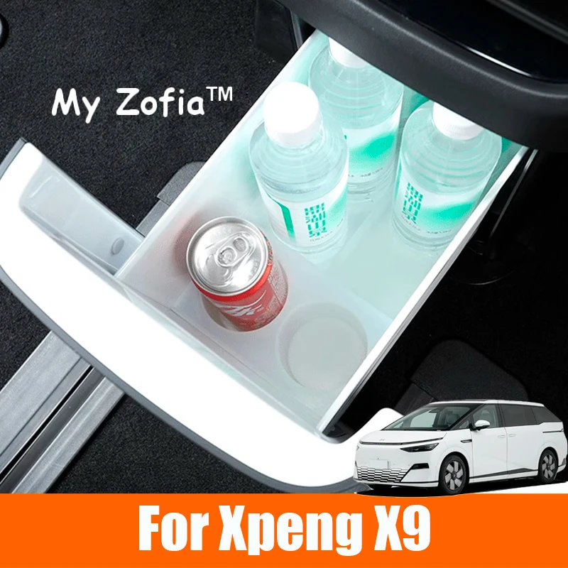 

For Xpeng X9 2024 2025 2026 Car Silicone Refrigerator Storage Box Restyling Tray Interior Storage Decoration Accessories