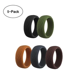 Geedyn 8.7mm Width 7-14 Size 5 Color Wide Leather Silicone Ring Set, Men's Fitness Engagement Ring