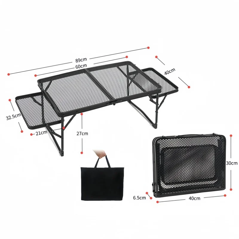 1PC Outdoor Folding Table Grid Portable Picnic Table Camping Table Party Picnic BBQ Foldable Storage Shelf Travel Supplies