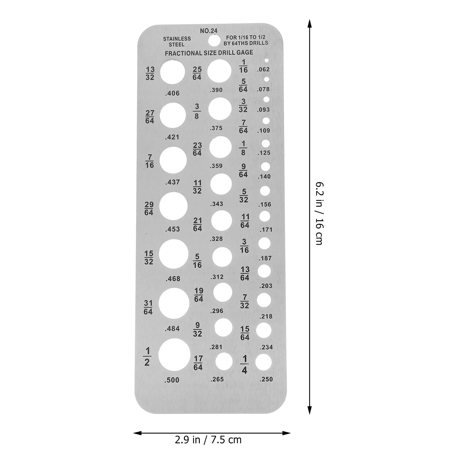 

Stainless Steel Drill Diameter Gauge Caliper Tools Measure Point 16 to 1 2 to 1 64 Clearly Marked Fractions Wear