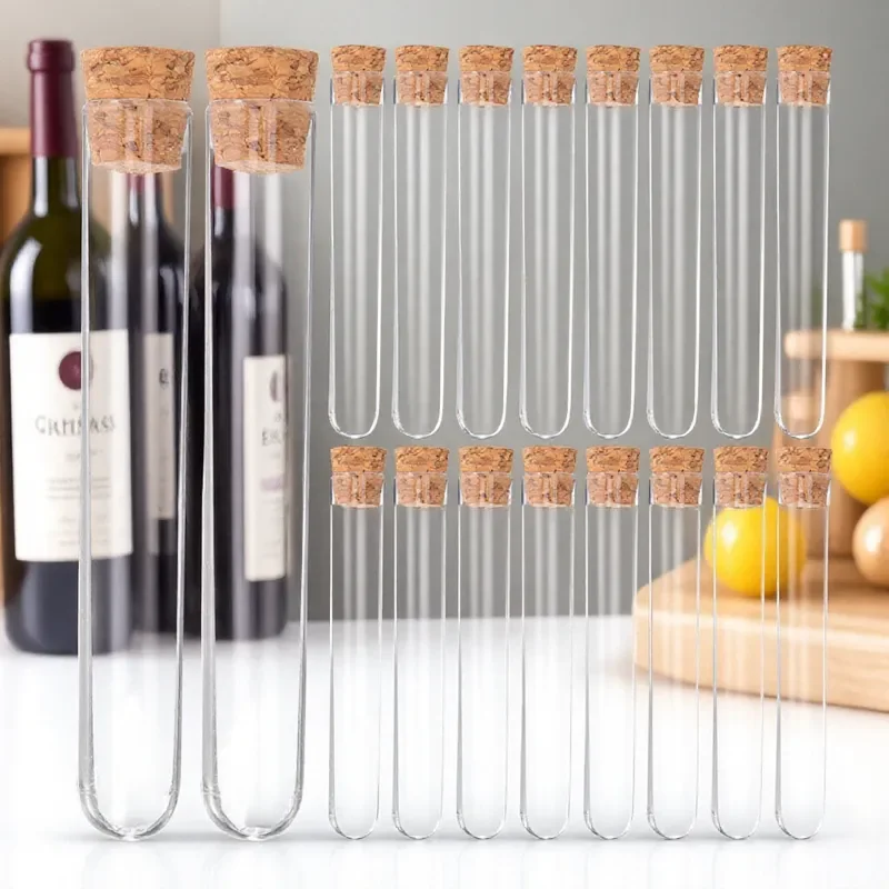 

30Pcs Clear Test Tubes Plastic Cork Stoppers Leak Proof Bottles for Scientific Experiment Storage Liquids