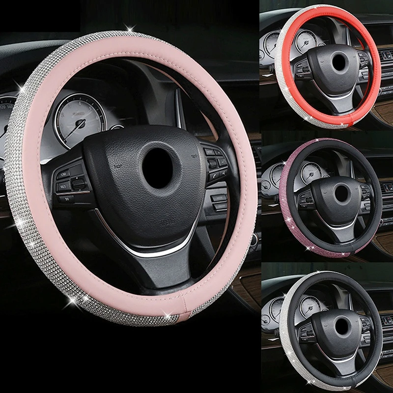 Car Steering Wheel Cover Diamonds Protector 35 36 37 38 39 40 Cm For Mercede Benze BMW Audi Ford VW Audi Honda Civic Toyota