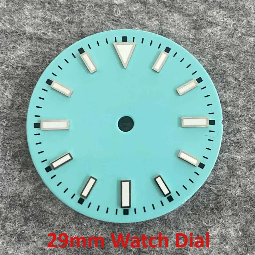 

29mm Watch Dial for ETA 2836 for Miyota 8215 No Calendar Green Luminous Dials Watch Face for NH35 Movement No Logo Dials