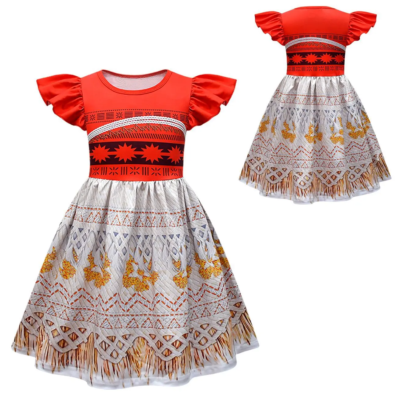 Girls Moanaes Cosplay Costume Dresses Kids Vaiana Princess Dress Bag Halloween Costumes Children Birthday Party Toddler Clothes