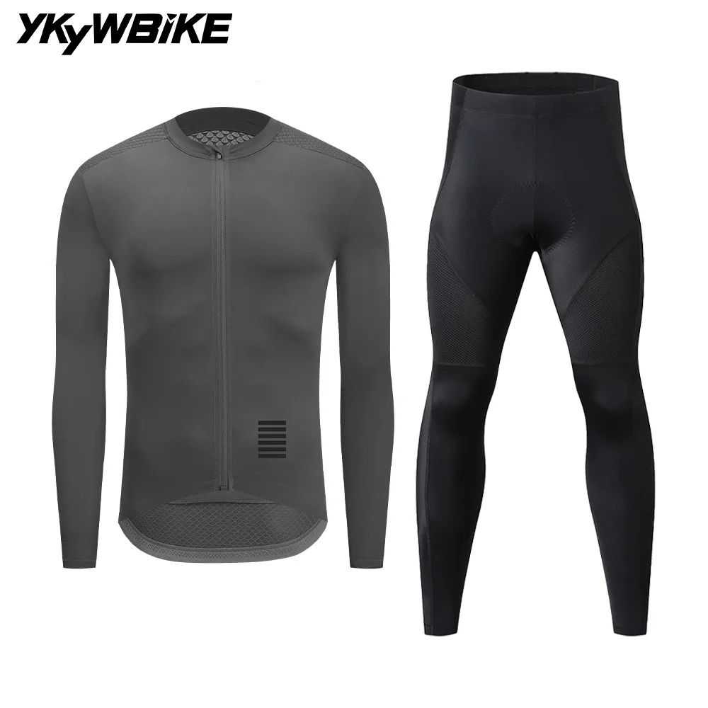 YKYWBIKE Men's Cycling Clothing Spring Cycling Set Road Bike Shirt Long Sleeve Mtb Bicycle Long Tights Biking Pants Pro