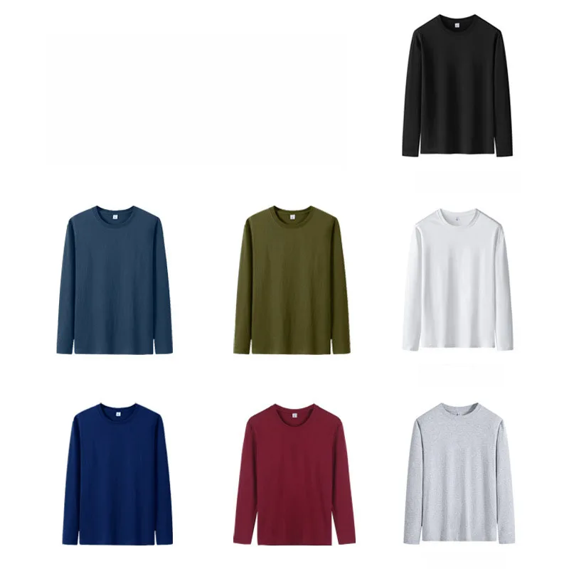MRMT 2024 Brand Mens T-Shirt 180g Pure Cotton Solid Color Long-Sleeve Men T Shirt Loose O-Neck Bottoming Man T-shirts Tops Tees