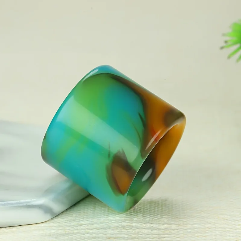 مفتاح ربط جديد ملون من الحجر الطبيعي، خاتم متعدد الاستخدامات على الموضة الكلاسيكية #5