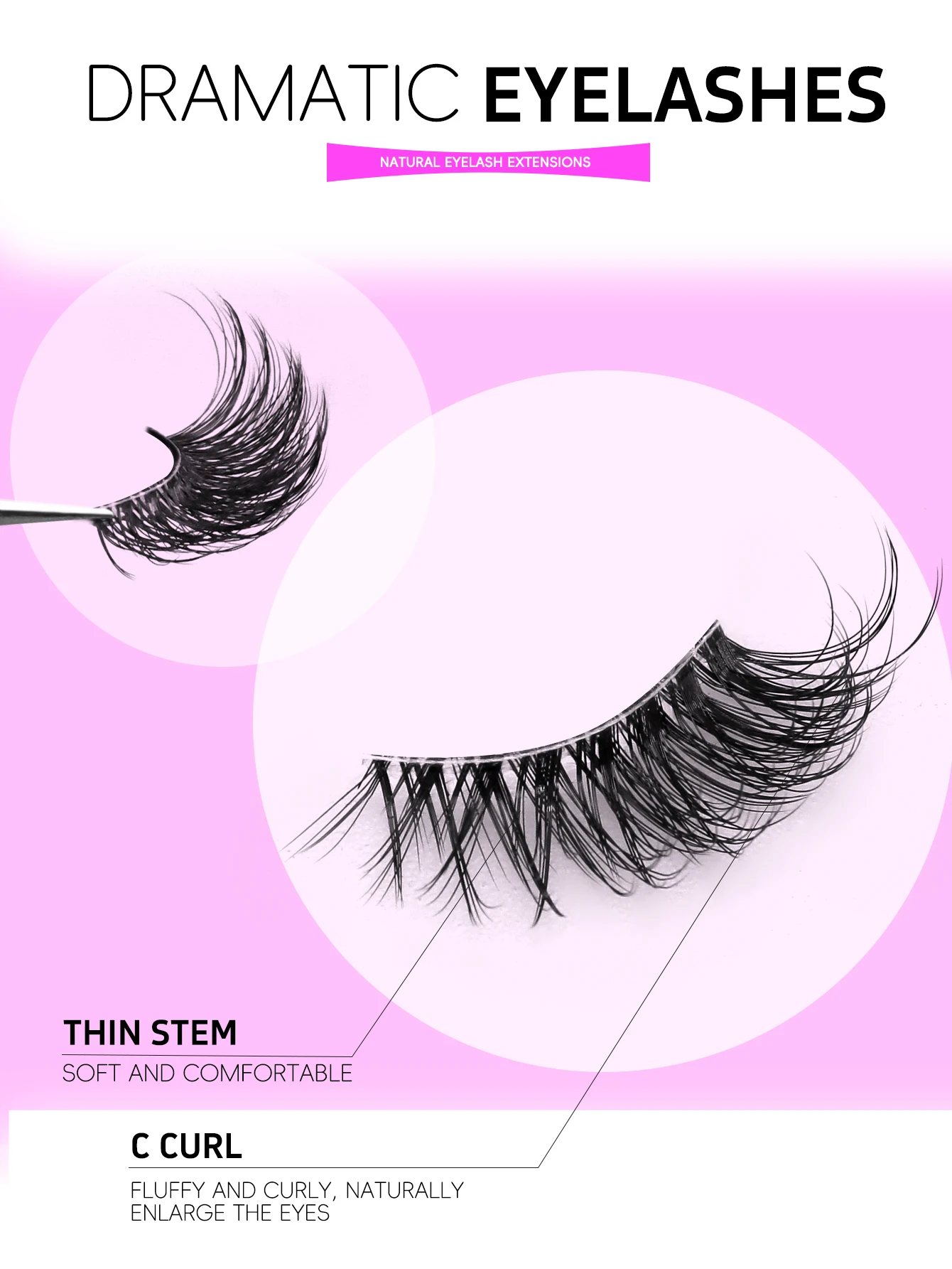 Lasvirey Flauschige halbe Wimpern, natürliche Katzenaugen-Wimpern, weich, dünn, klarer Stiel, natürlicher Look, 3D-Faux-Nerzwimpern-Make-up