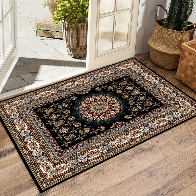 Luxurious Retro Persian Pattern Doormat , Anti-Slip, Indoor, Family Hotel-Grade Carpet Rug for Entrance, Living Room, Bedroom