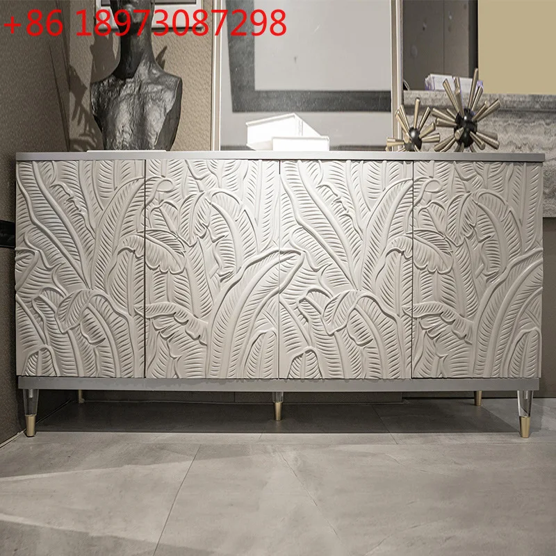 

American light luxury dining side cabinet Modern simple carved side cabinet Locker