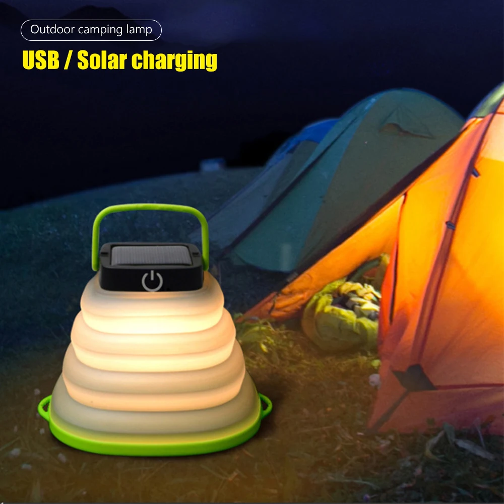 Foldable Camping Lantern LED Light Solar Powered Outdoor Light Rechargeable Camping Light Solar/USB Tent Light with Handle