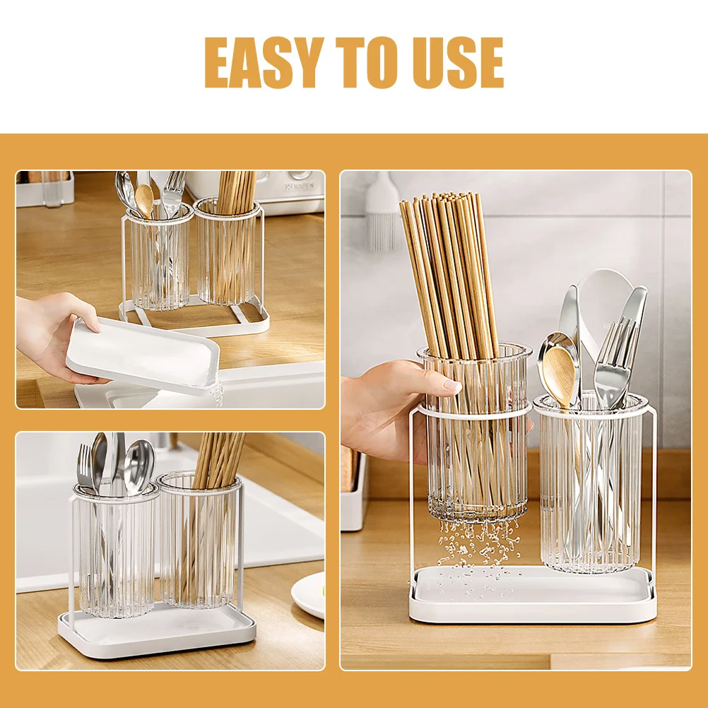 

Cutlery Storage Rack Kitchen ganizer White Counter Hole Utensil Holder Spoon Fork Chopstick Draining St Large Capacity