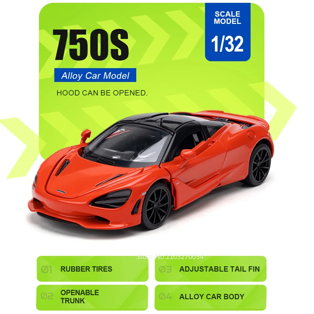 

Миниатюрная модель спортивного автомобиля 1:32 750S DIVO, литая под давлением, из сплава, с открывающимися дверями, резиновыми шинами, высококачественная коллекционная модель, уникальный подарок