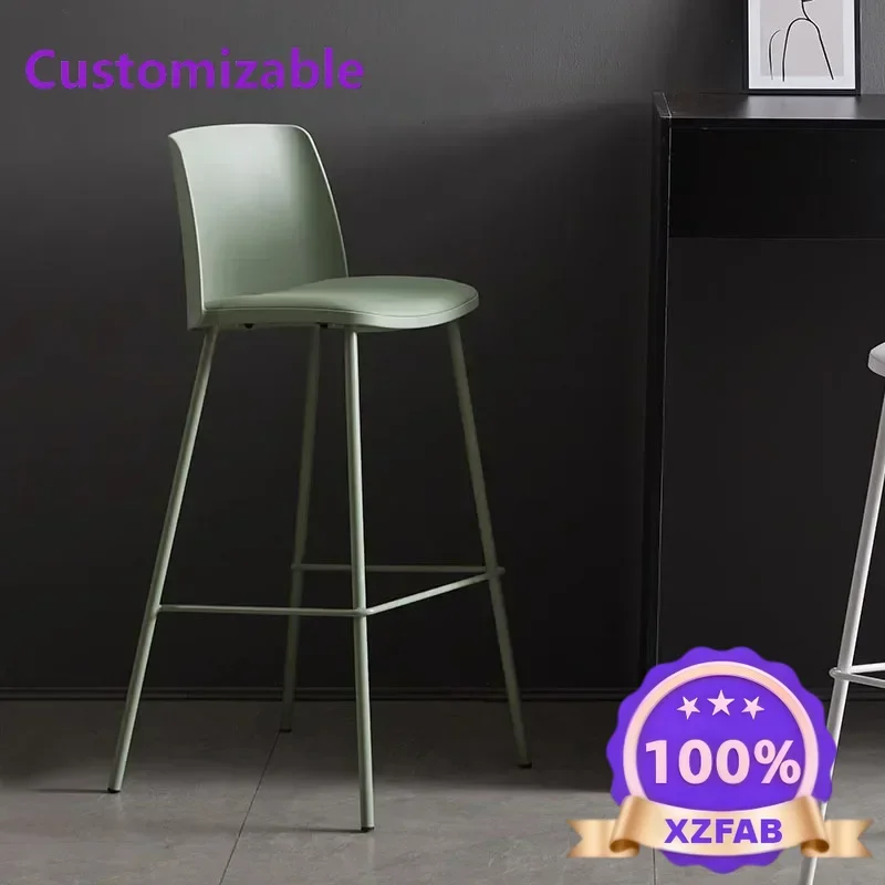 Factory Direct 2026 Long - lasting Simple household backrest high chair Nordic wrought iron bar chair modern bar chair online