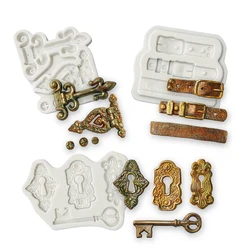 Book Keys Screws Lock Catches Silicone Mold Sugarcraft Cupcake Baking Mold Fondant Cake Decorating Tools