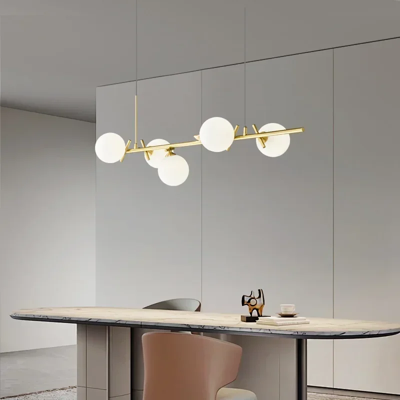 

SANDYHA Nordic Glass Ball Pendant Light LED Resin Lighting Fixtures for Dining Room Living Room Decor