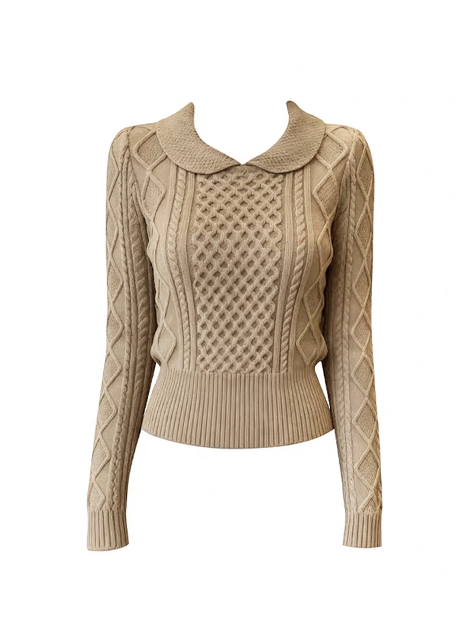 

Женский свитер цвета хаки, верхняя одежда, винтажный джемпер 2000-х годов, вязаный кашемировый свитер в корейском стиле с длинными рукавами, осенне-зимняя одежда 2025 г.