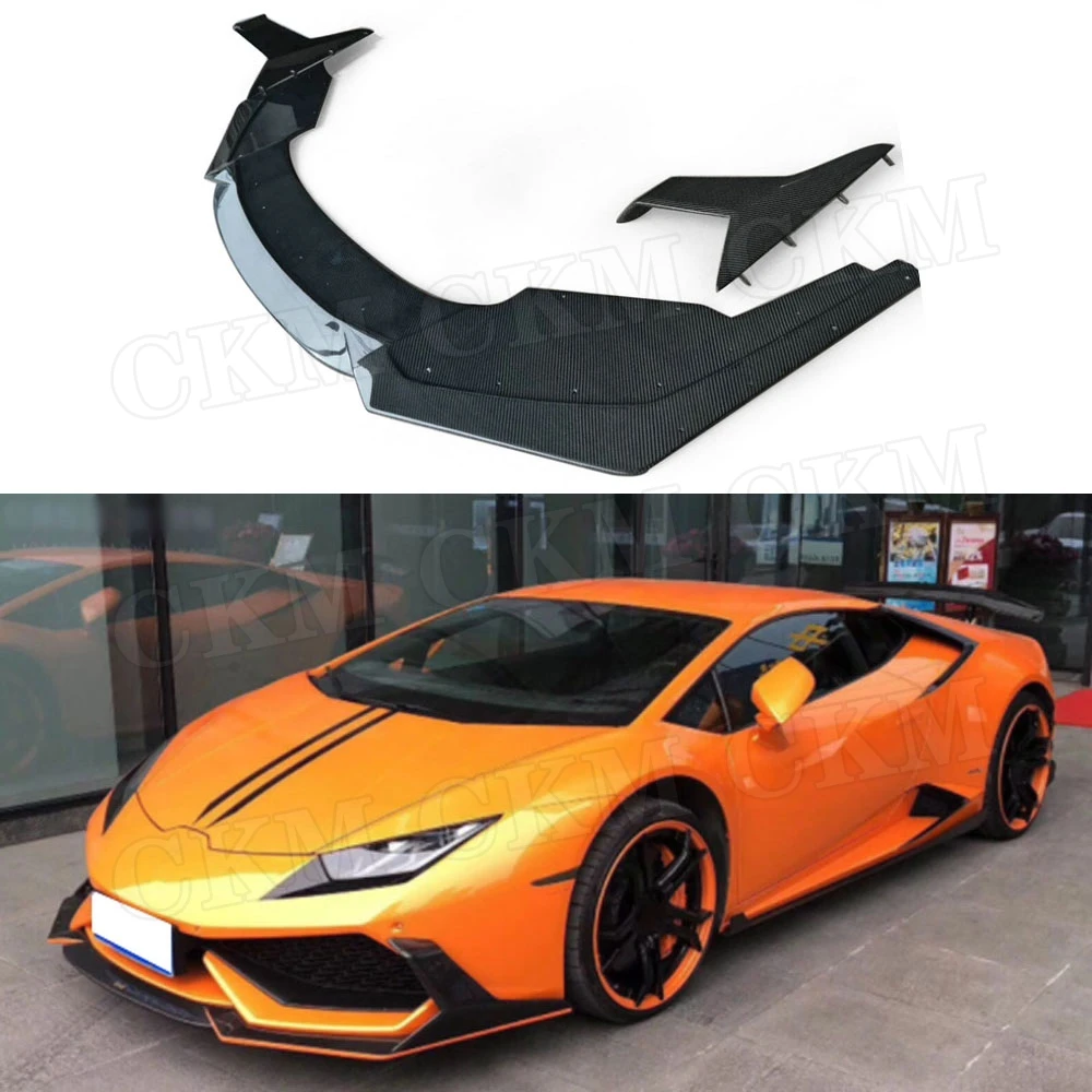 Front Lip Chin Shovel Spoiler Splitters Flaps Case For Lamborghini Huracan LP610-4 2014-2018 Carbon Fiber Bumper Protector