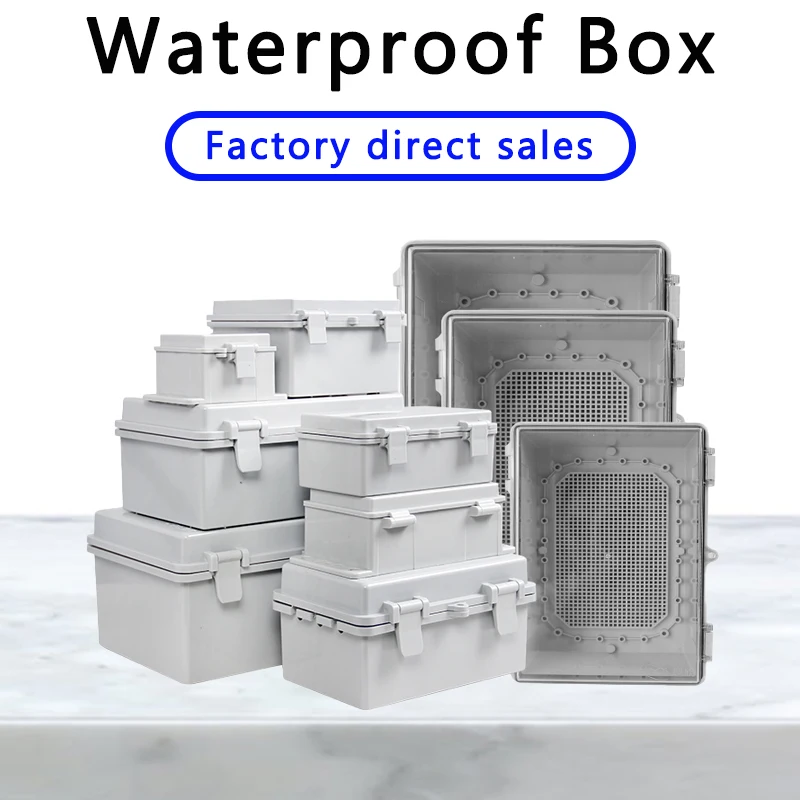 Outdoor Waterproof Electronic Box IP66 Grey/Transparent Cover Distribution Case ABS Housings with Buckle Plastic Junction Box