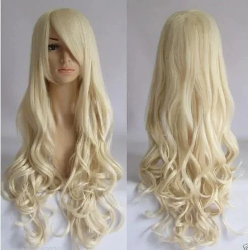 Wholesale Hot! Fashion Light Blonde Long Curly Women's Cosplay Wig w1