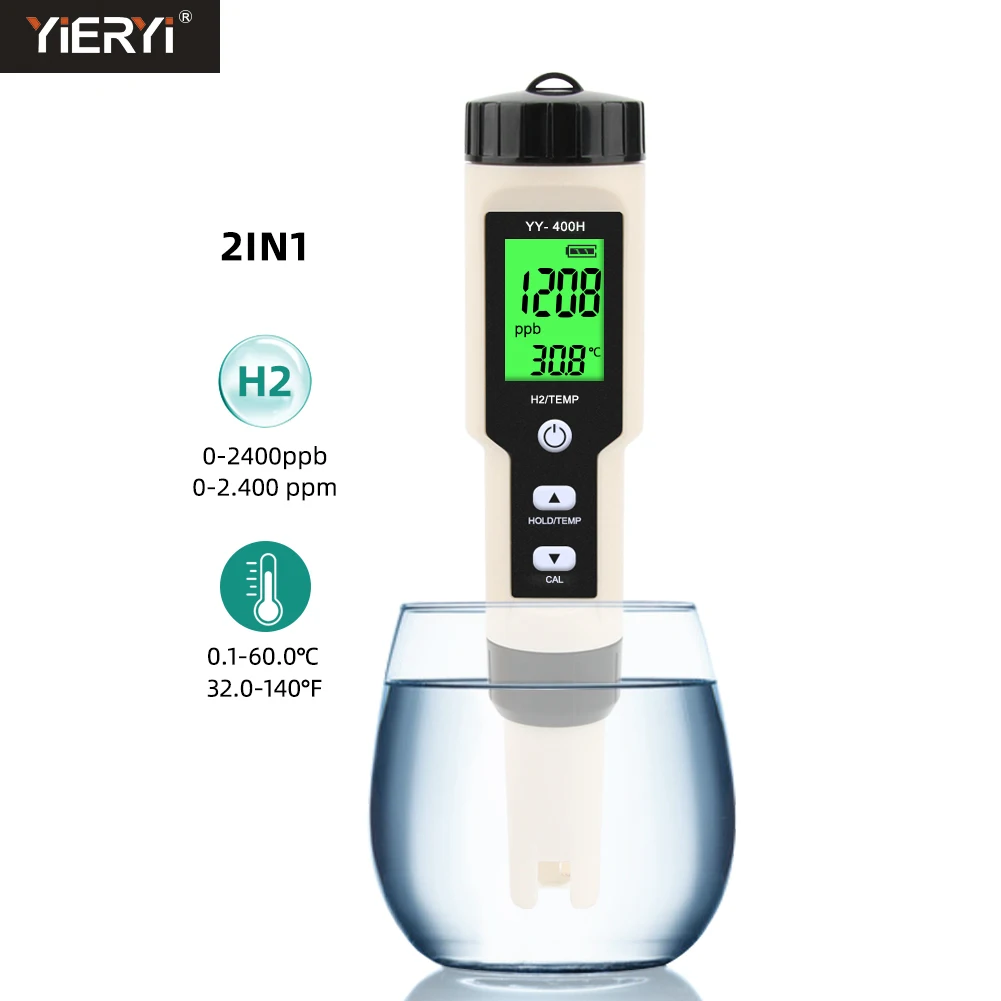 

Professional Temperature Hydrogen-Rich H2 Meter Digital Water Quality Tester Pen Type Monitor for Pools Drinking Water Aquariums