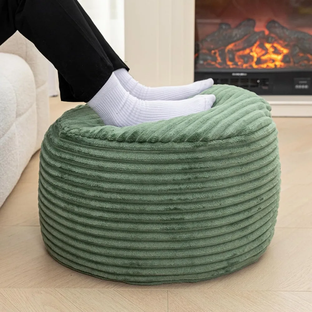 

Stuffed Ottoman with High Density Foam Filler Plush Fiber Pouf Stool Round Foot Stool Storage Ottoman 20 * 12''Floor Pouf Foot R