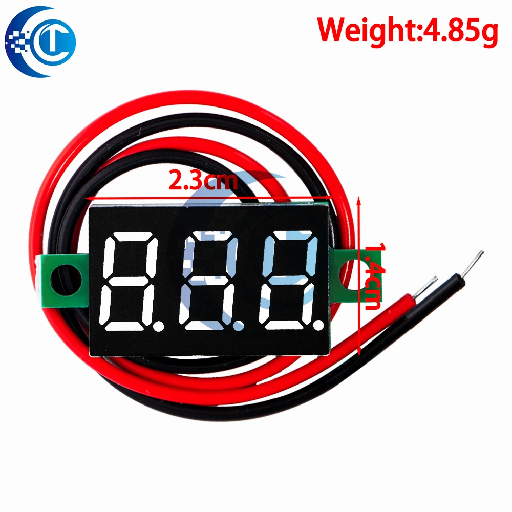 1 peça voltímetro digital de 0,36 polegadas: display vermelho, verde, azul, dc 0v-100v, 3 dígitos, medidor de painel de tensão de 3 linhas display led colorido