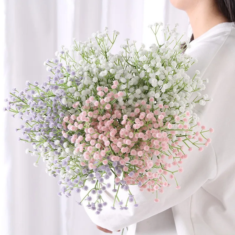 Gypsophila Artificial Flowers Bouquet 108 Head White DIY Plastic Fake Floral Bouquets Arrangement Wedding Home Indoor Decoration