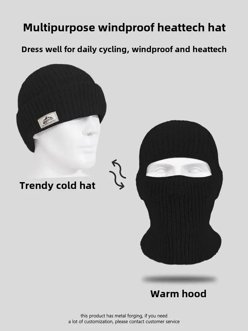 AliExpress WRELS 2 in1 Winter Mask Beanies Hats Warm Knitted Balaclava Hats Windproof Solid Full Face Ski Bonnet Tactical Cycling Earmuffs Cap