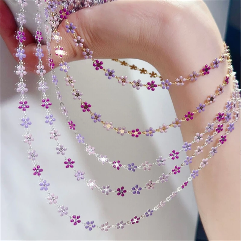 10 Meters/Lot New Fashion Drip Flower Brass Link Chains for DIY Necklace Garment Tassel Chain Jewelry Findings Accessories