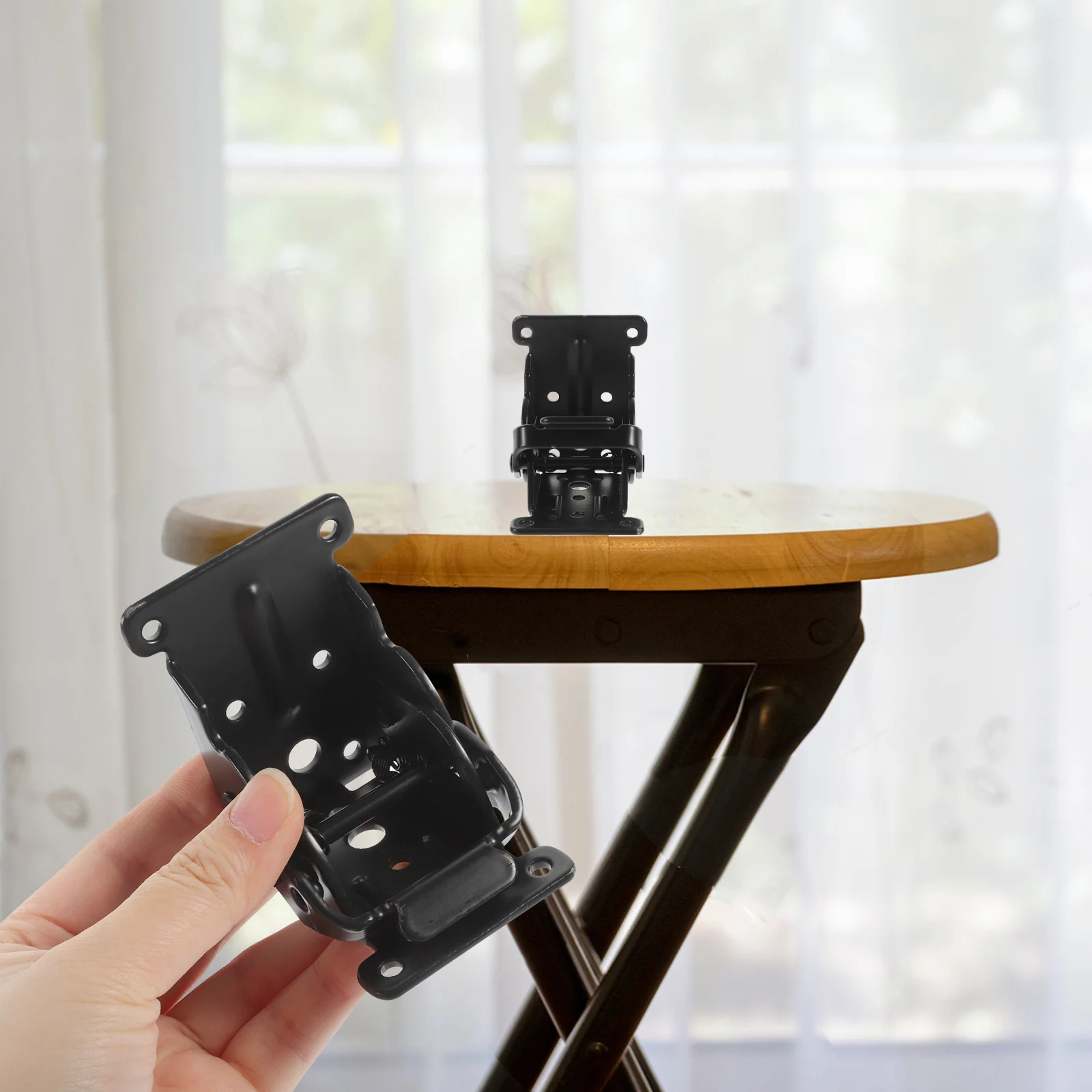 

2Pcs Self Locking Folding Hinges 90 Degree Heavy Duty Metal for Table Legs Desk Bed Furniture Foldable Brackets