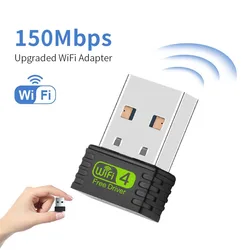 Placa de rede sem fio WiFi, 4 Adaptador USB, Unidade Livre, Ethernet, Dongle Lan, Receptor para PC, Laptop, Desktop, 2.4GHz