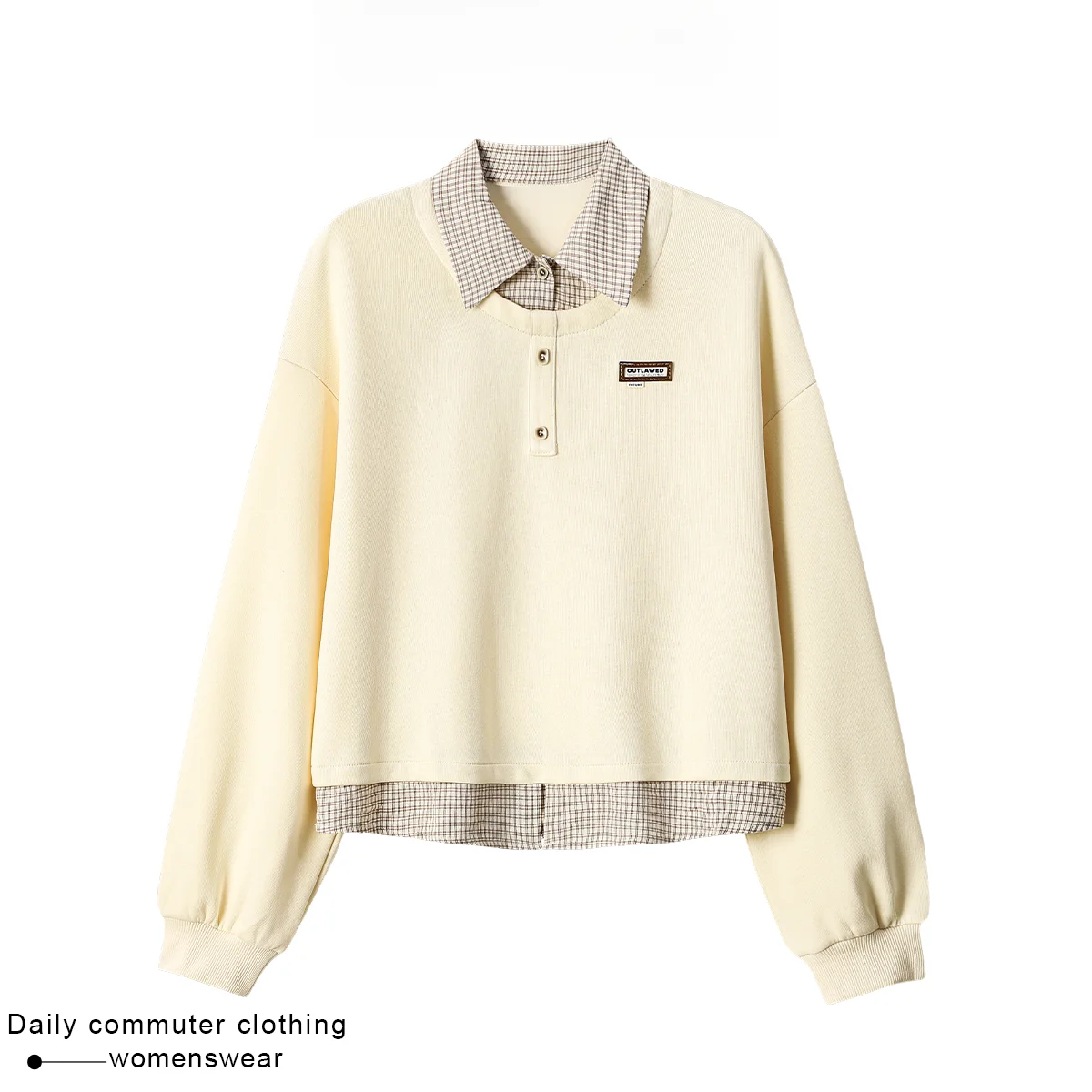 Korean Design Long Sleeve Sweatshirt Women's Loose Slimming Winter New Style Upper Body Casual Comfortable  Neck Pattern