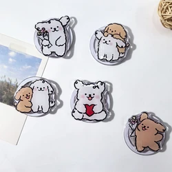 Coreano cartoon cachorro titular magnético para iphone 15, dobrável caso de carregamento sem fio com suporte do anel, magsafe