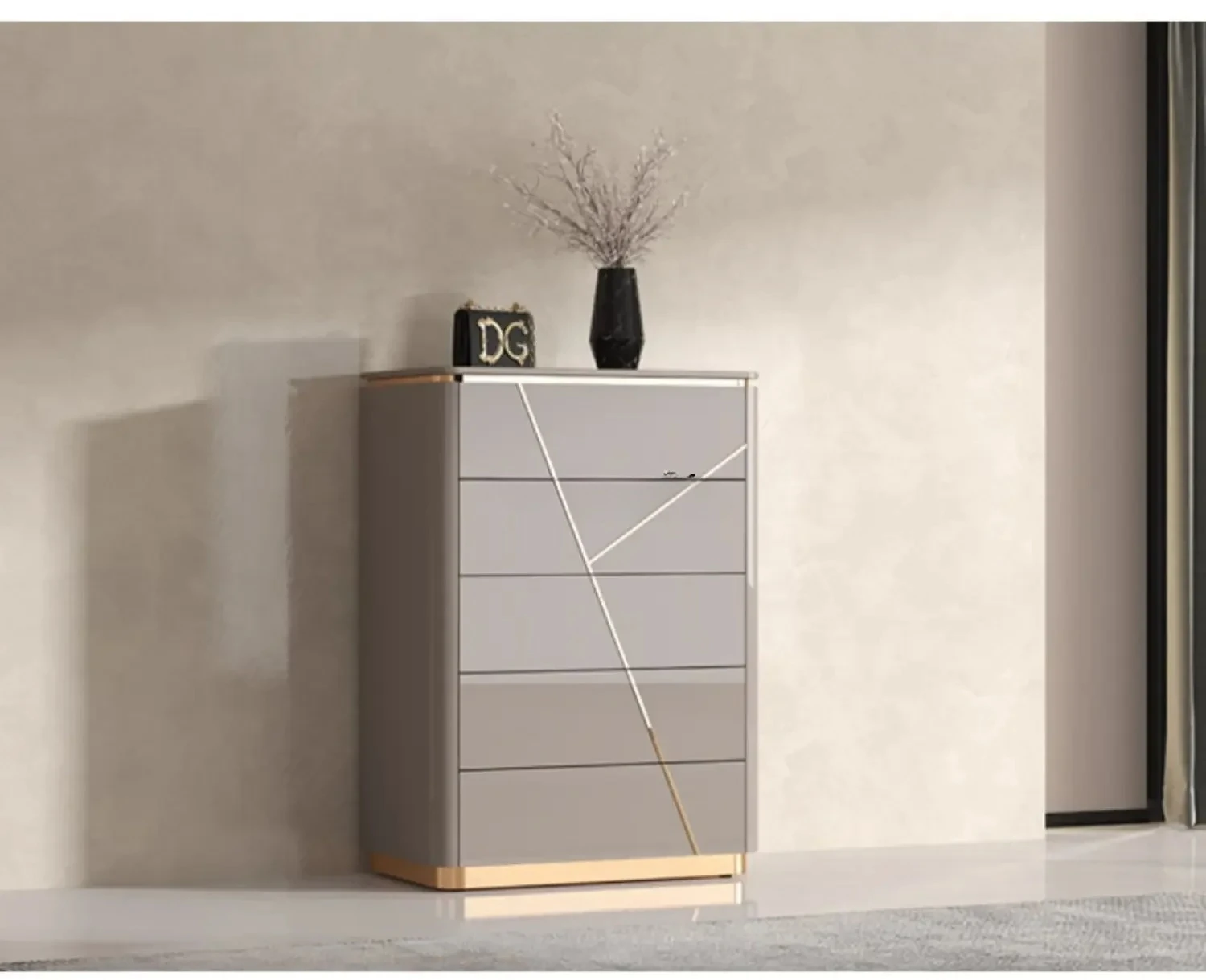 

Italian light luxury five buckets light luxury locker bedroom chest of drawers baking paint