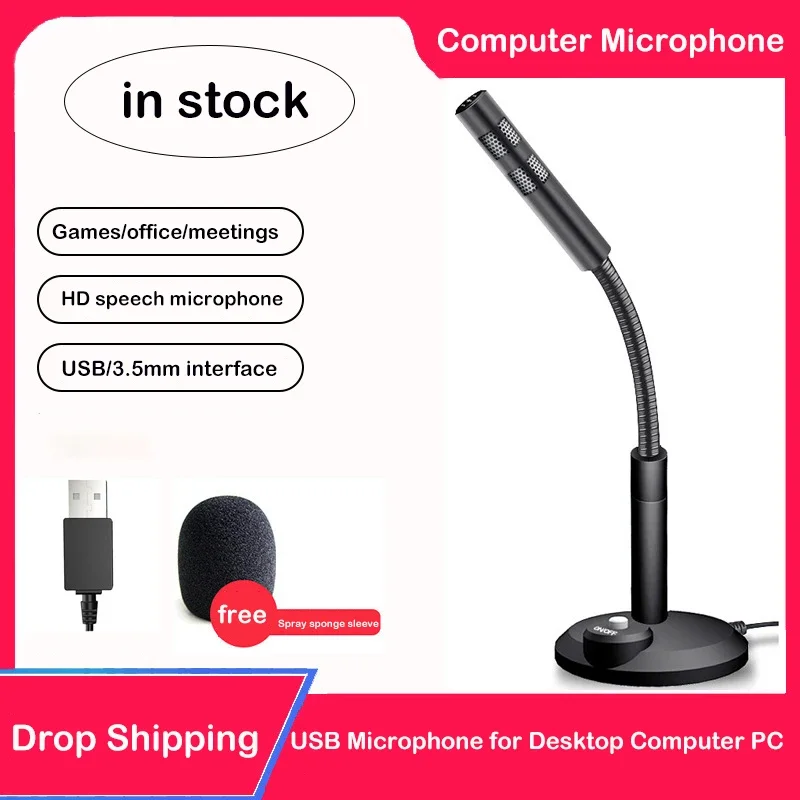 Mini microfone usb para desktop, computador, pc, youtube, streaming, podcasting, jogos, notebook, áudio