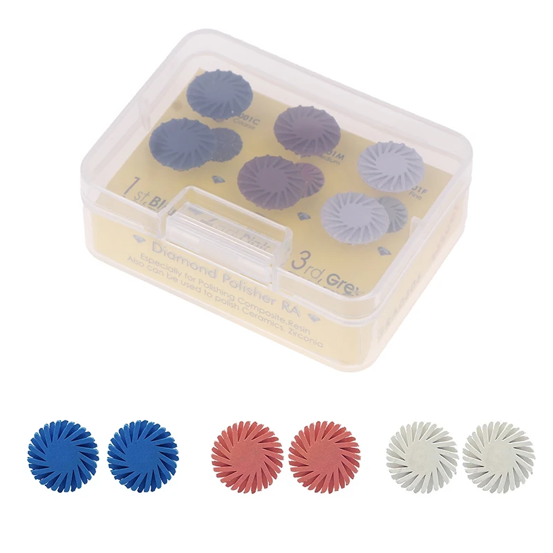

6Pcs/Set Dental Resin Silicone Polisher Composite Resin Diamond System RA Polishing Disc Wheel Kit Spiral Golden Silver Tool