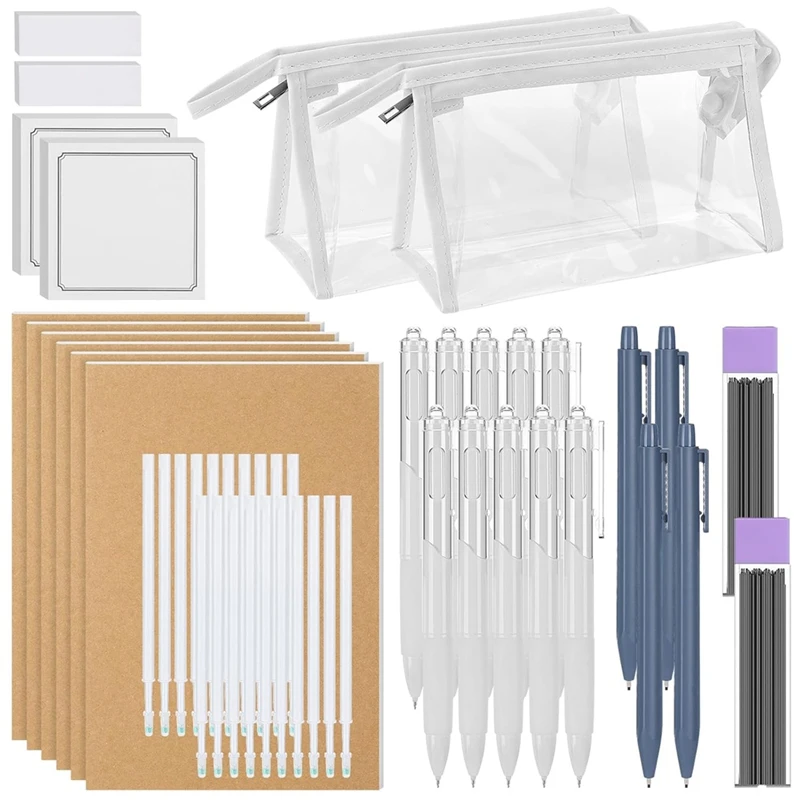 Ensemble de stylos à encre sèche pour la rentrée scolaire, trousse à crayons pour lycéens et collégiens, 48 essentiels, fournitures scolaires, 0.5mm