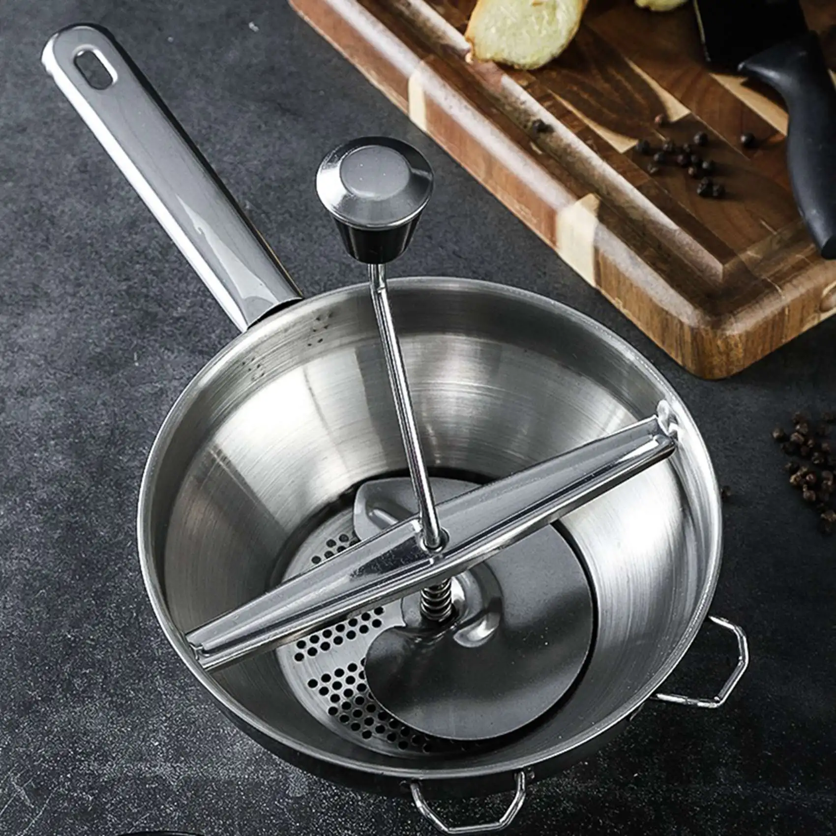 

A53Q-2X Stainless Steel Rotary Food Mill Great For Making Puree Or Soups Of Vegetables Tomatoes Creative Home Kitchen Tools