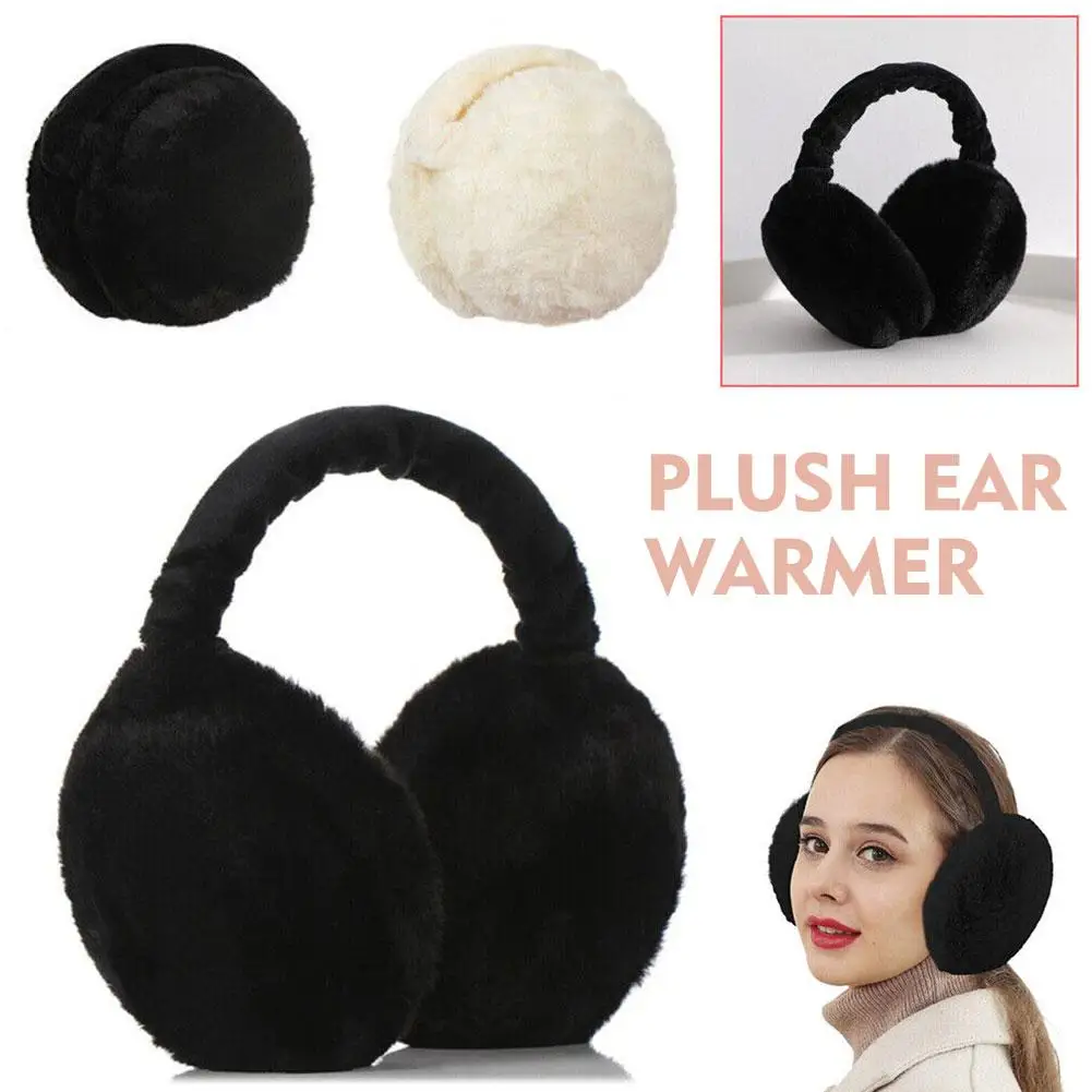 Soft Plush Earmuffs para homens e mulheres, Ear Warmer, monocromático, moda, Earflap, ao ar livre, proteção fria, quente, inverno, T7H2