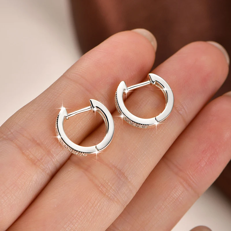 Lnngy Funkelnde, GRA-zertifizierte natürliche Moissanit-Creolen für Damen, 14 Karat Gold gefüllt, Huggies-Ohrringe, Hochzeitsschmuck – Detail 10