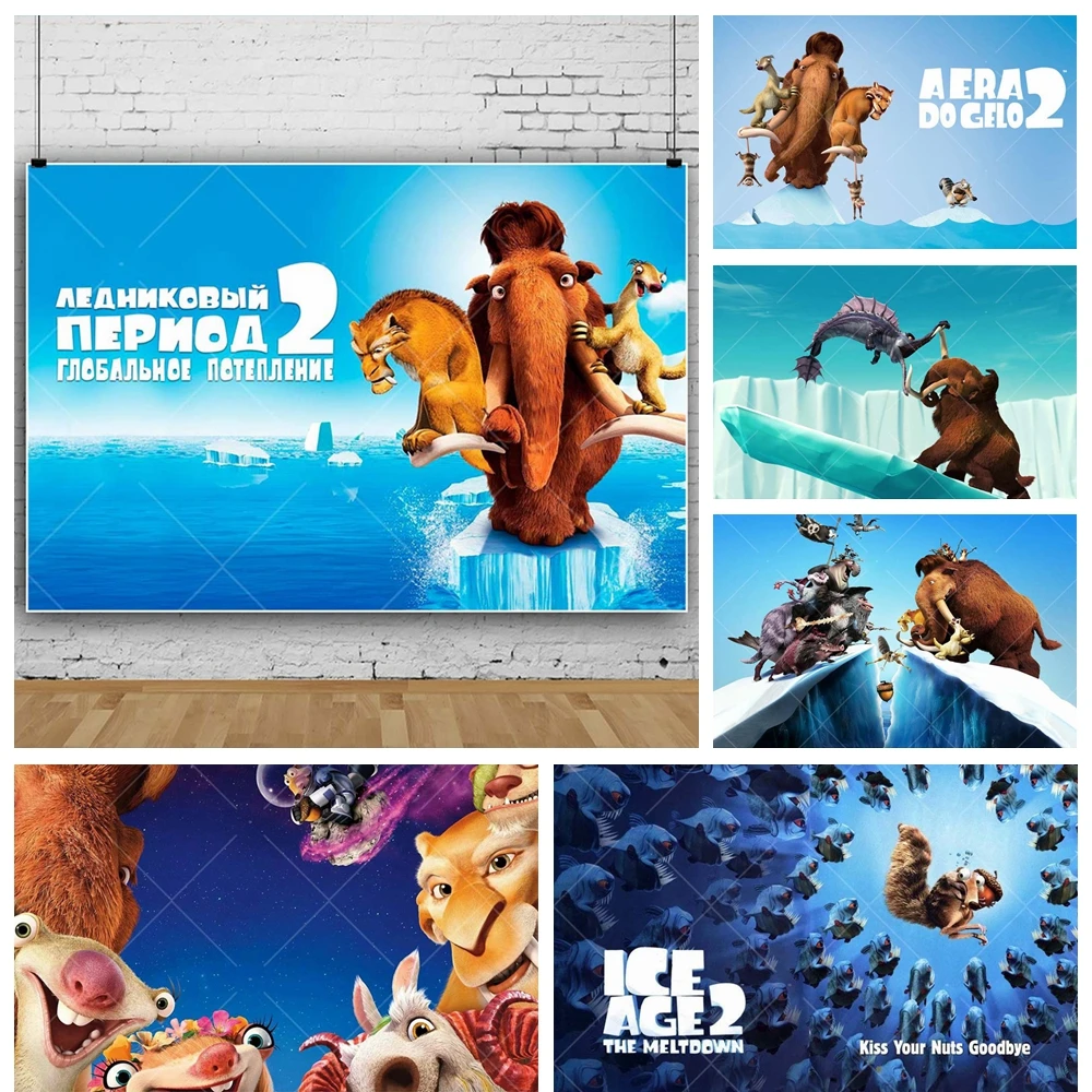 

Cartoon Ice Age Theme Kids Boy Girl Birthday Party Backdrop Disney Movie Ice Age Custom Kids Room Photo Poster Decor Background