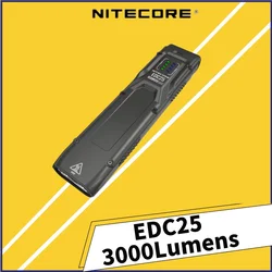 NITECORE EDC25 Utilizes 2 x UHi 20 LEDs 3000Lumens Protable EDC Flashlight Built-in Battery,Type-C Rechargeable Light