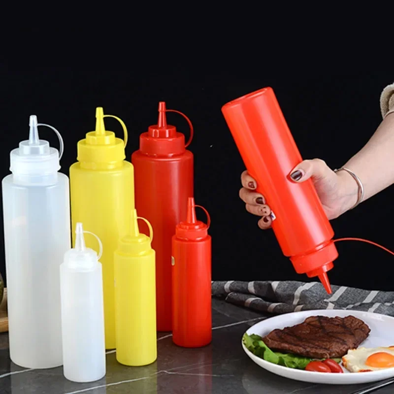 Large Squeeze Condiment Bottles with Nozzles Ketchup BBQ Sauces Olive Oil Bottle Dispenser Squeeze Sauce Bottle Kitchen Gadget