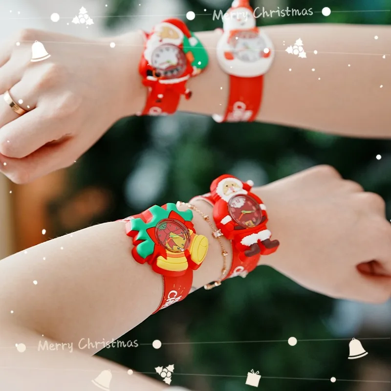 1-10 قطعة هدية الكريسماس ساعة أطفال لعبة لحفلة رياض الأطفال لصالح سانتا هدية الكرتون ساعة محمولة للأطفال بنين بنات #5
