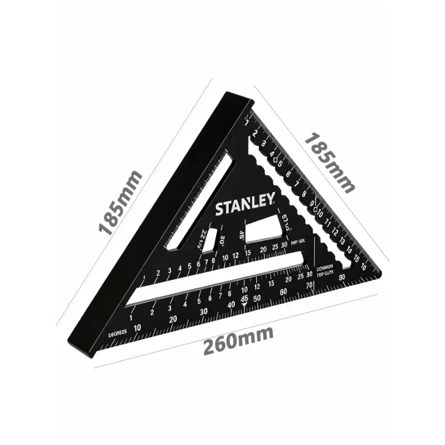 STANLEY STHT46101-0 FATMAX 180 мм алюминиевый профессиональный угольник для разметки каркасов, для столярных работ и в качестве направляющей для пилы