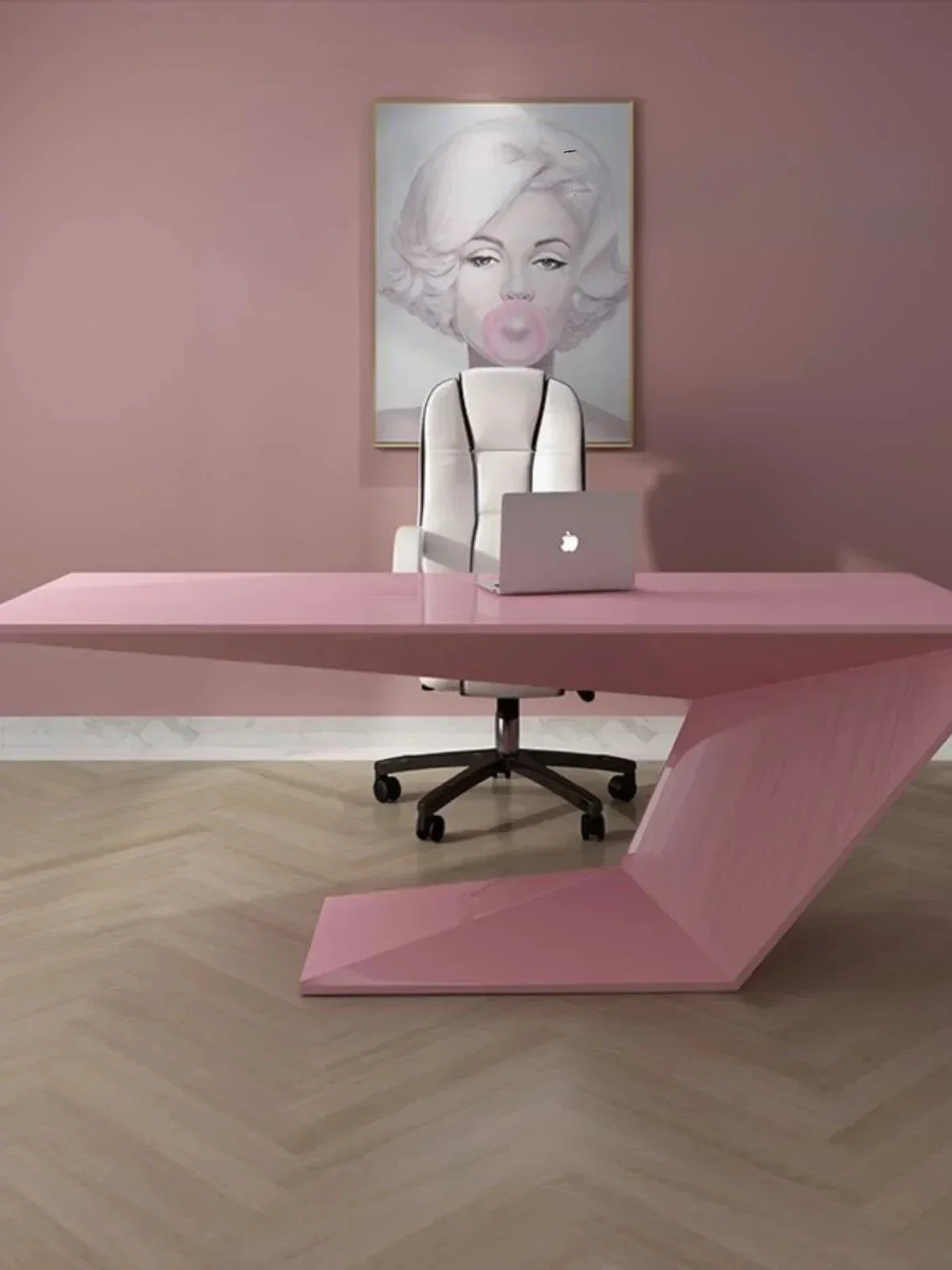 S Cream Style Paint Desk Home Computer Desk Simple Modern Light Luxury Beauty Institution Desk