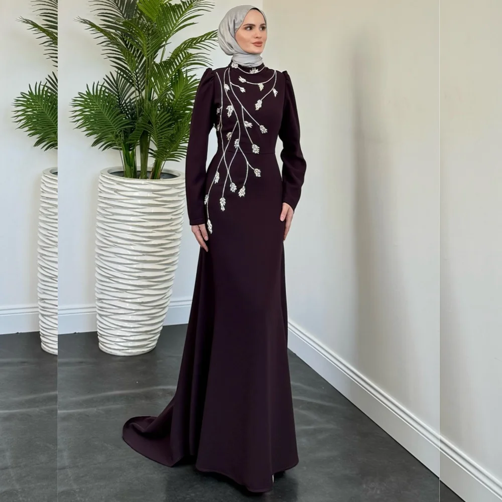 

Customized Pastrol Unisex Jersey Sequined Pleat A-line High Collar Long Dresses Bespoke Occasion Sparkle