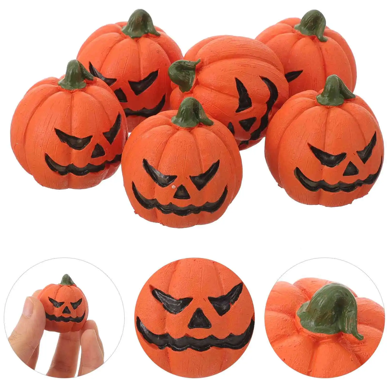 

6Pcs Resin Mini Pumpkin Halloween Decoration Party Favors Home Desktop Ornaments Micro Landscape Props Scene Layout